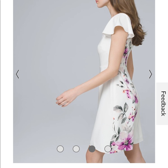 White House Black Market Floral White A line Dress for Work Spring Bridal Shower - Picture 3 of 7